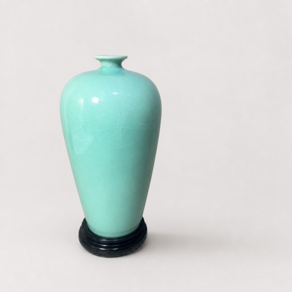 Seiji Celadon Vase Flower Stand Japanese Pottery - 1