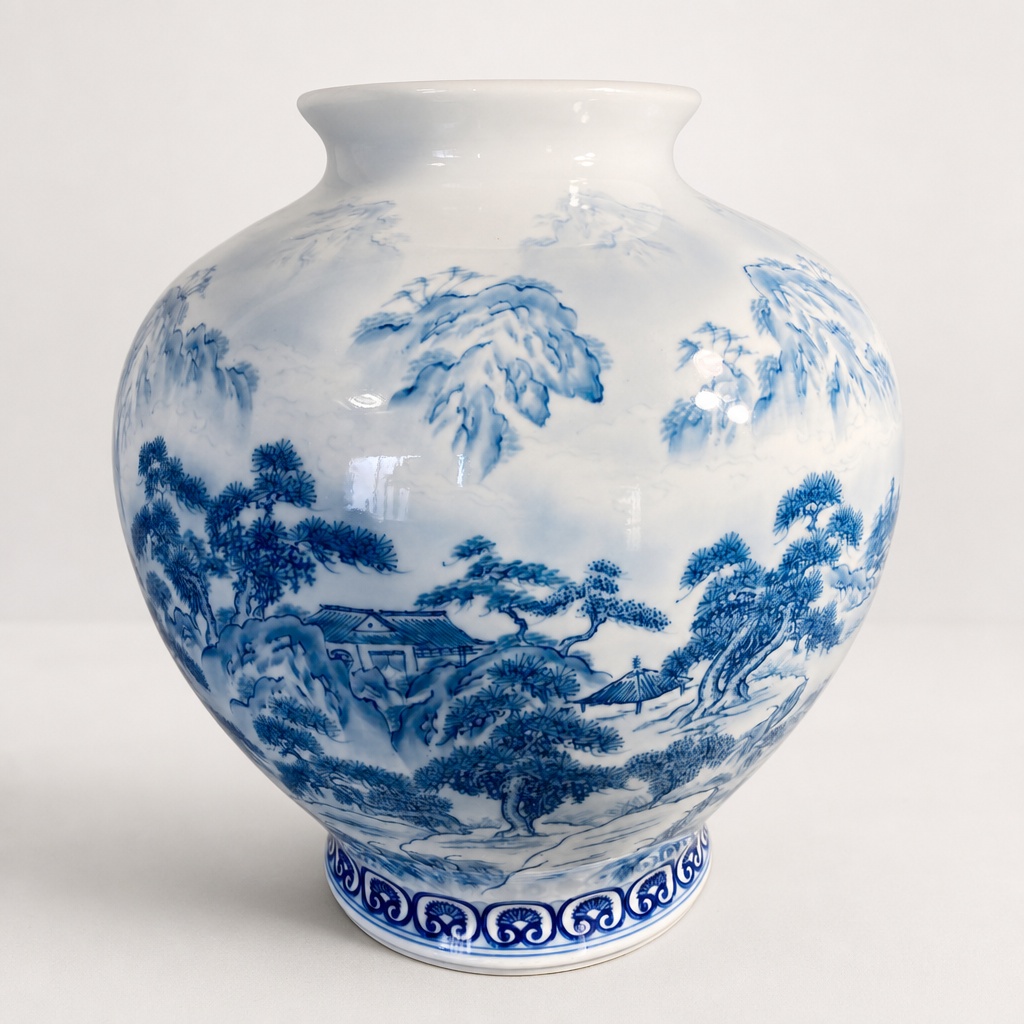 Ogata Matsuemon Arita Ware Vase Porcelain Hand-painted Landscape - 1