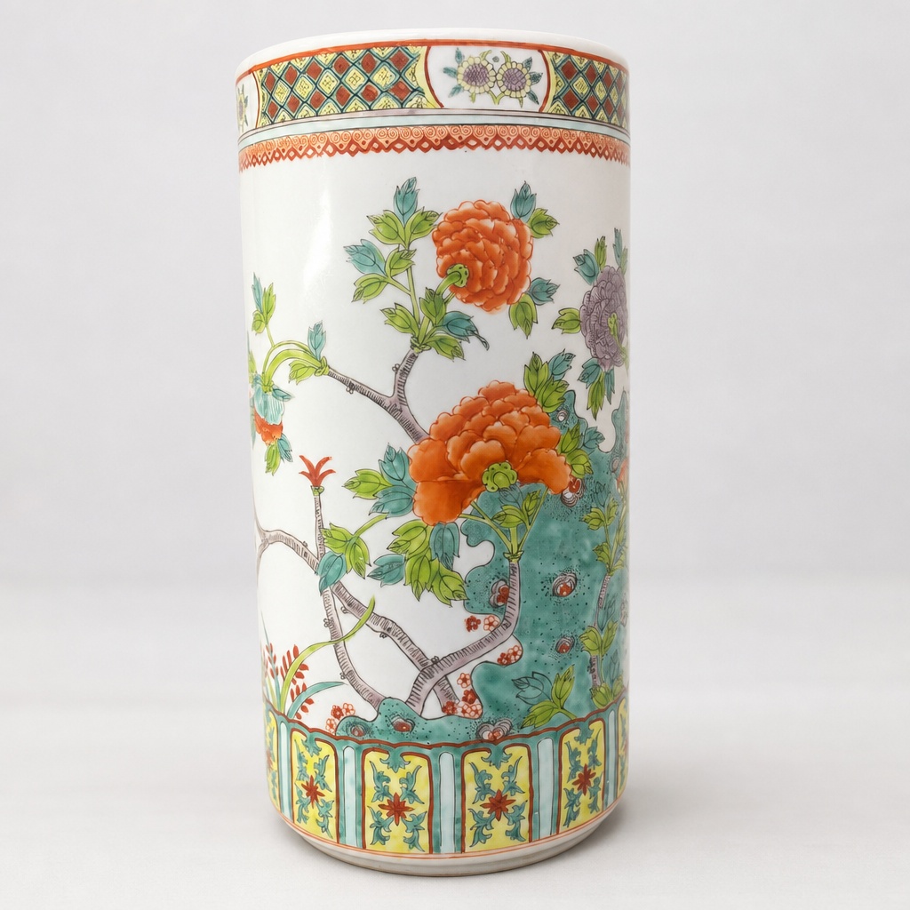 Chinese Antique Enameled Porcelain Vase Hand Painted Flowers - 1