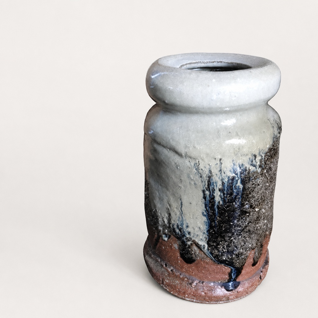 Karatsu Ware Nishioka Koju Chosengaratstu Hanaire Flower Vase Pottery - 1