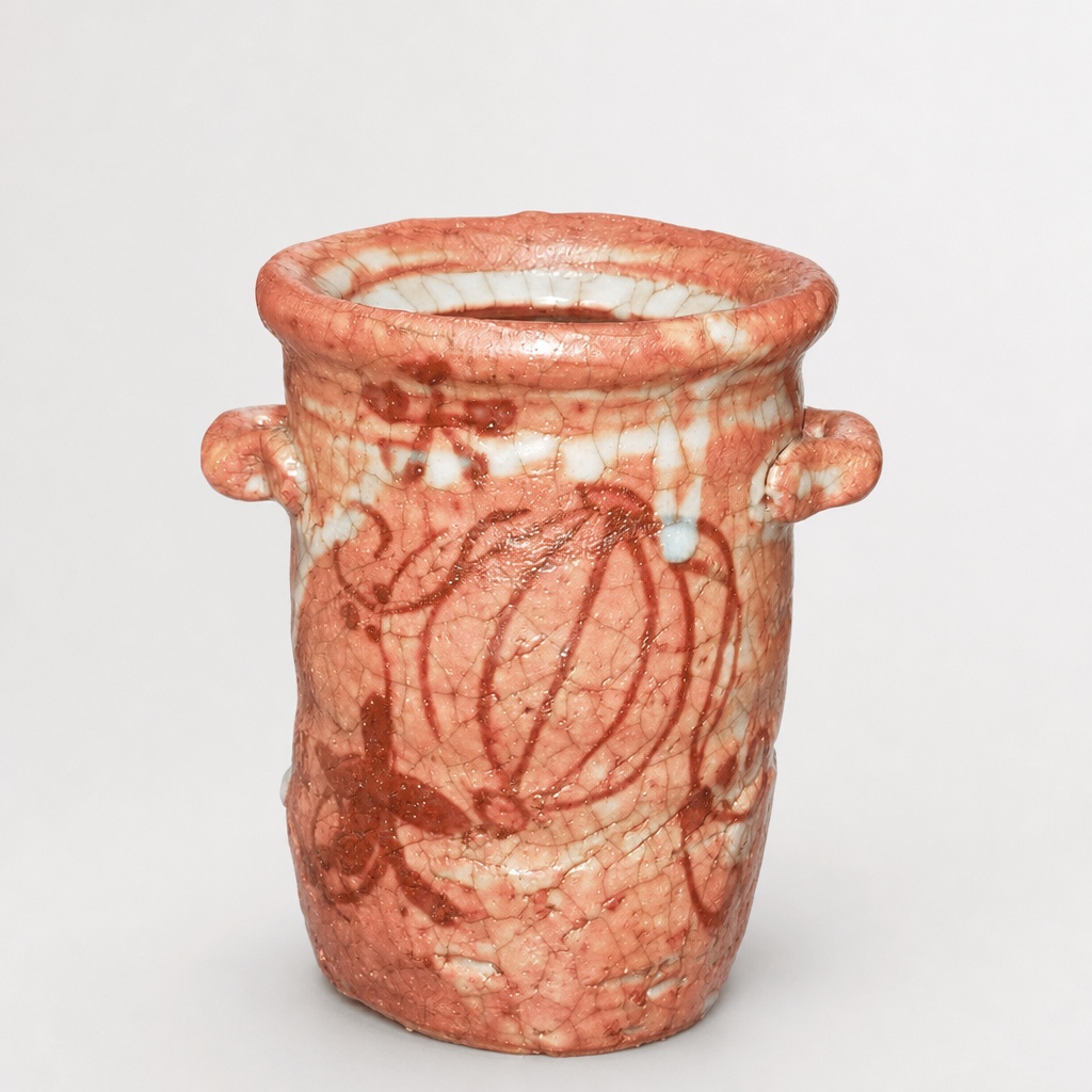 Shino Ware Hanging Flower Vase Kakehanaire Wood Box - 1
