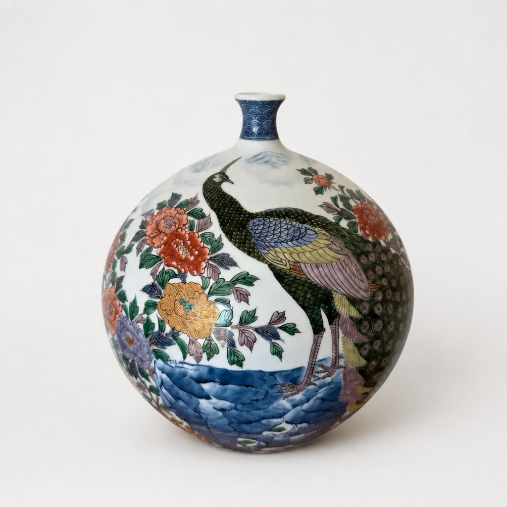 Murakami Genki Arita Ware Imari Ware Vase Flower Pot Handcrafted - 1