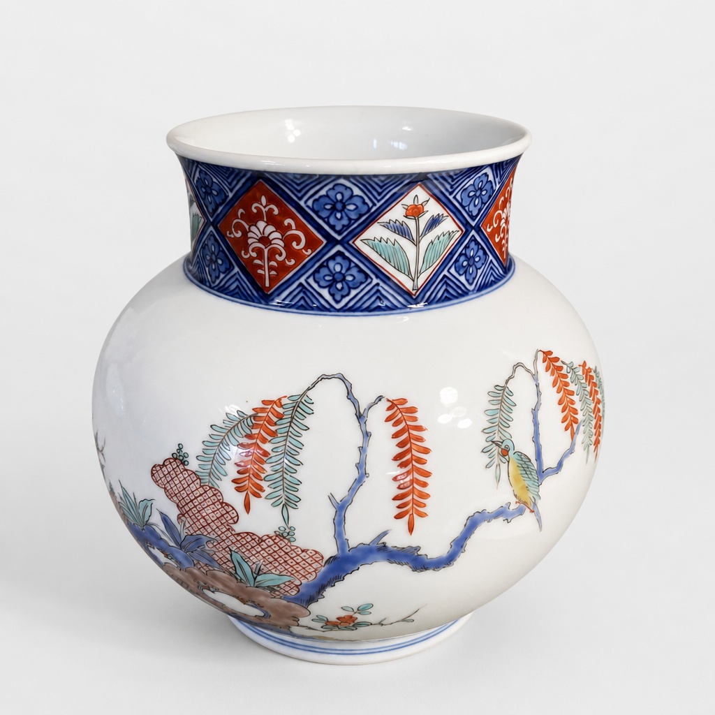 Kakufuku Kakiemon Arita Ware Vase Hand Painted Porcelain - 1