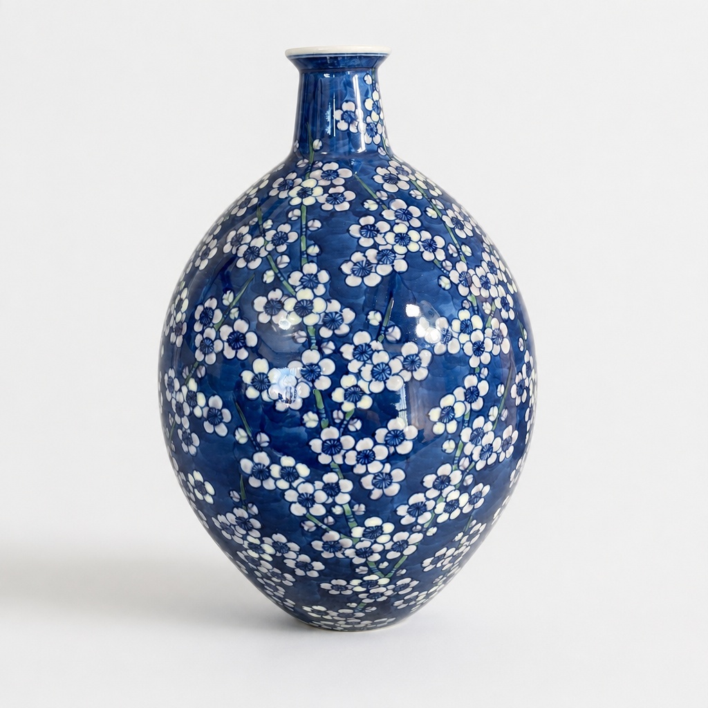 Gen-emon Arita Ware Sometsunishiki Edabaibun Vase Porcelain Hand-painted - 1