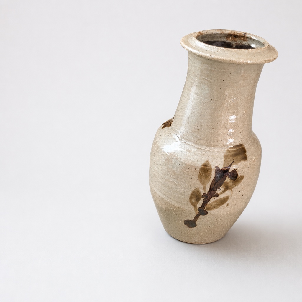 Shoji Hamada Mashiko Ware Iron Glaze Flower Vase 28.5cm Pottery - 1