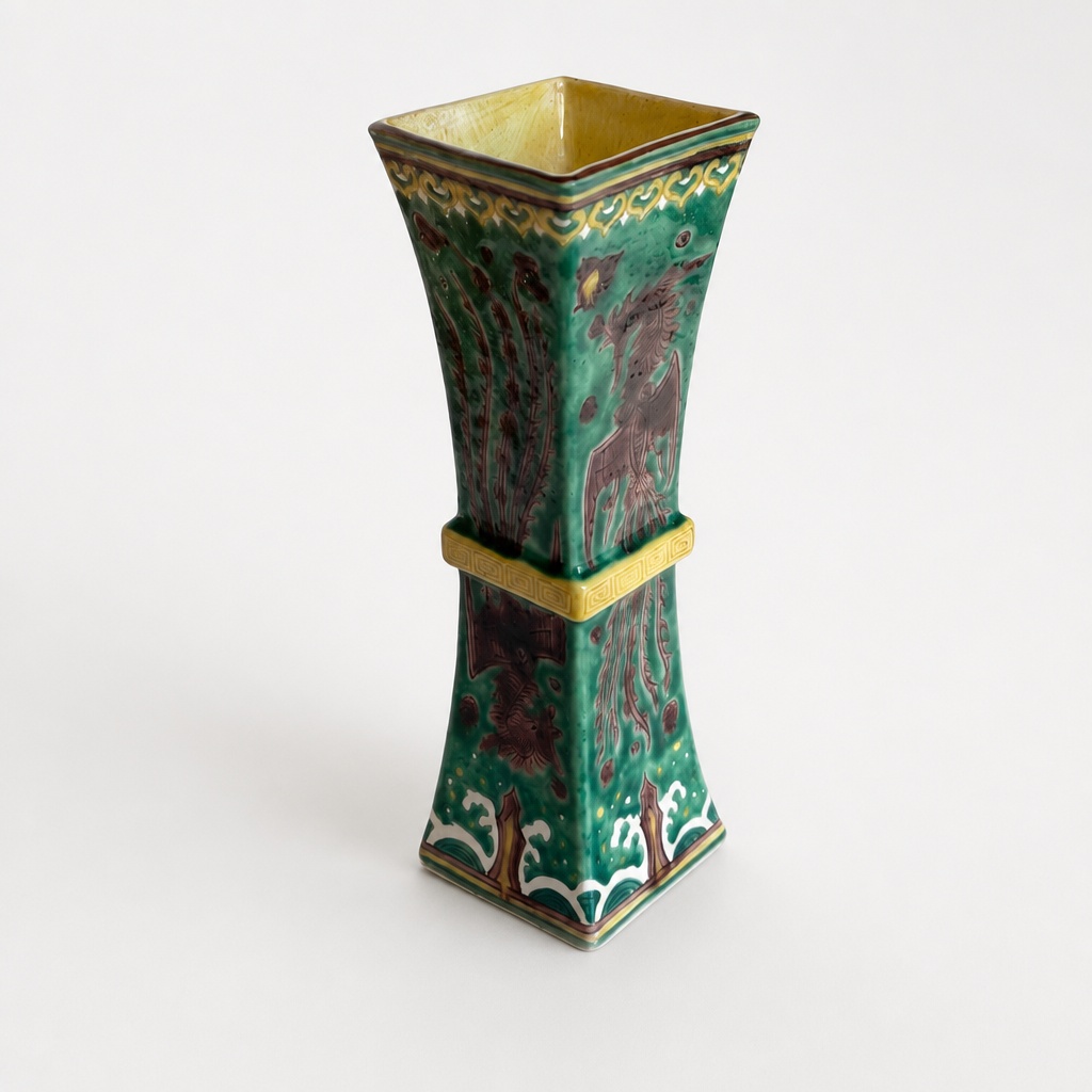 Kyoto Ware Kouchi-de Flower Vase Ikko-sai Calligraphy Box - 1