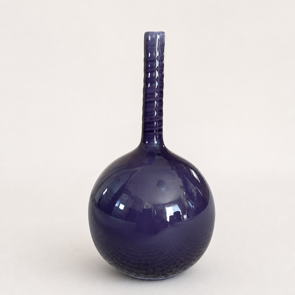 Kutani Ware Tokuda Yasokichi Iii Masahiko Ikebana Flower Vase Blue - 1