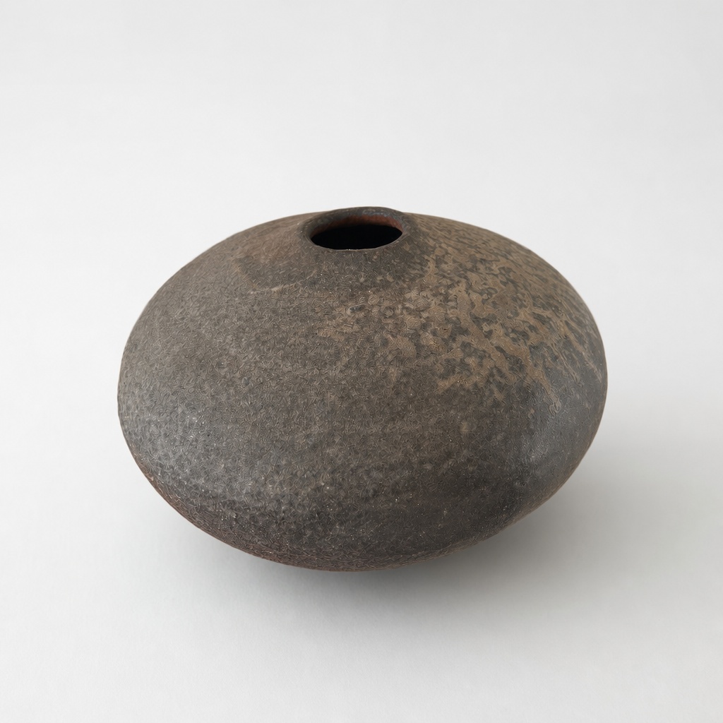 Bizen Ware Koyo Fujiwara Hiratsubo Flower Vase Pottery - 1