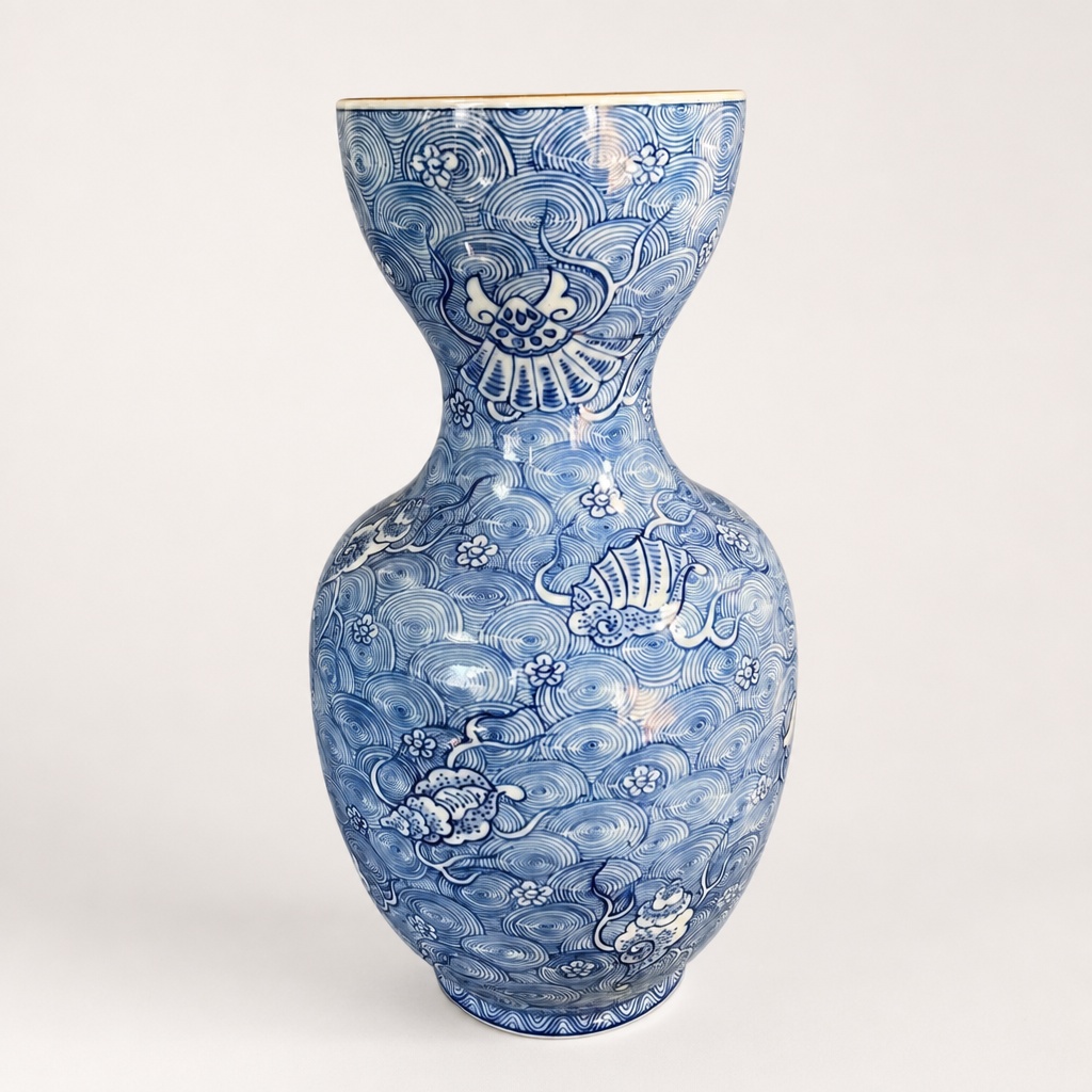 Gen-emon Arita Ware Vase Sometsuke Kaizumon Porcelain Hand-painted - 1