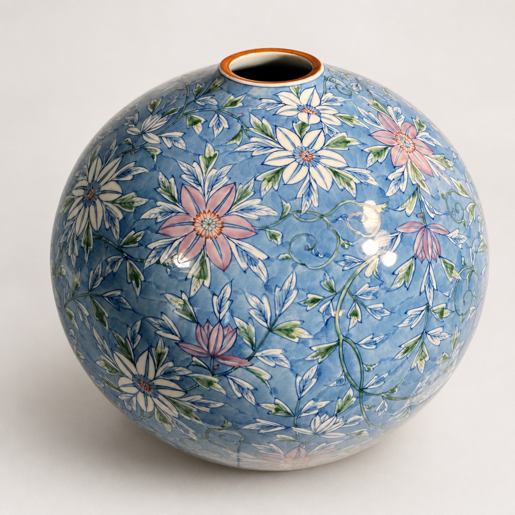 Gen-emon Arita Ware Large Vase Sometsunishiki Tessenka-mon Porcelain - 1