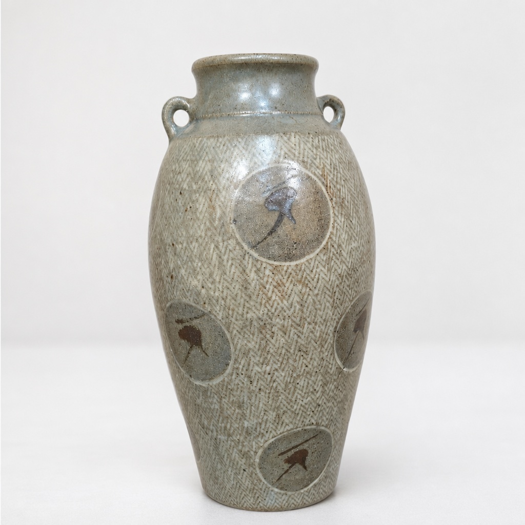 Tatsuzo Shimaoka Jiyuzogan Jomon Tsubo Vase Flower Pot Japanese Living National - 1