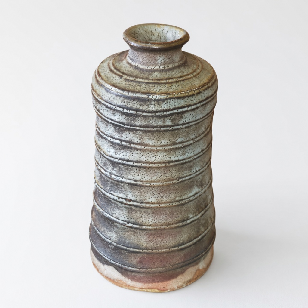 Kato Kokei Shino Ware Vase Flower Arrangement Vessel Pottery - 1