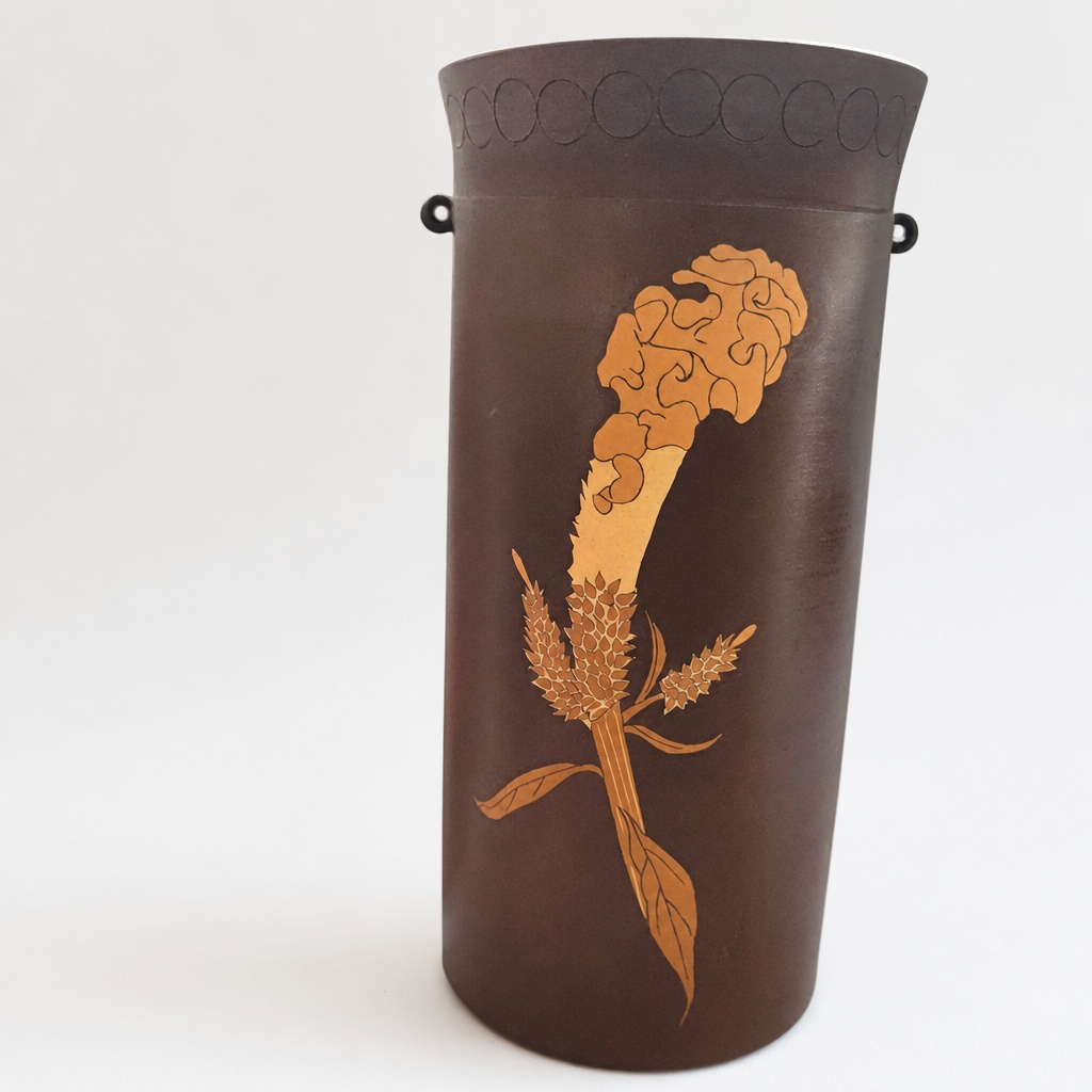 Imai Masayuki Zogan-sai Salt Kiln Cockscomb Flower Vase Pottery - 1