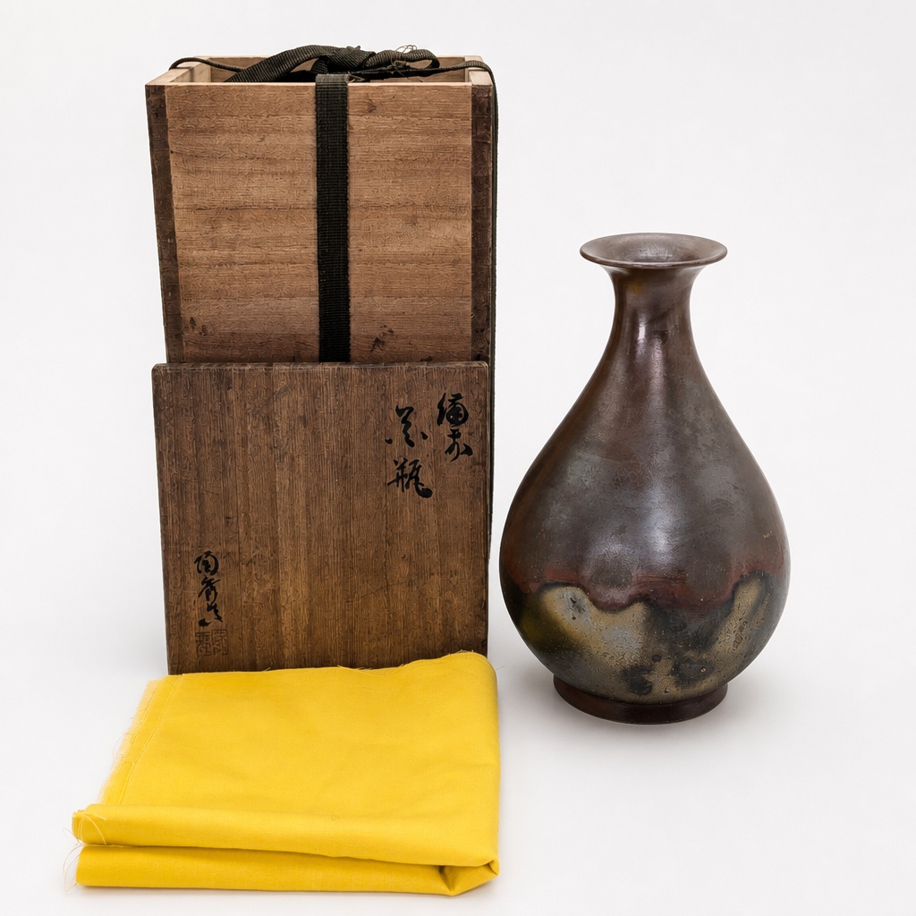 Toshu Yamamoto Bizen Ware Vase Flower Holder Ikebana Pottery - 1