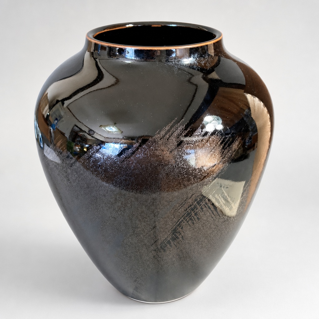 Aoki Ryuzan Arita Ware Tenmoku Hato Vase Pottery - 1
