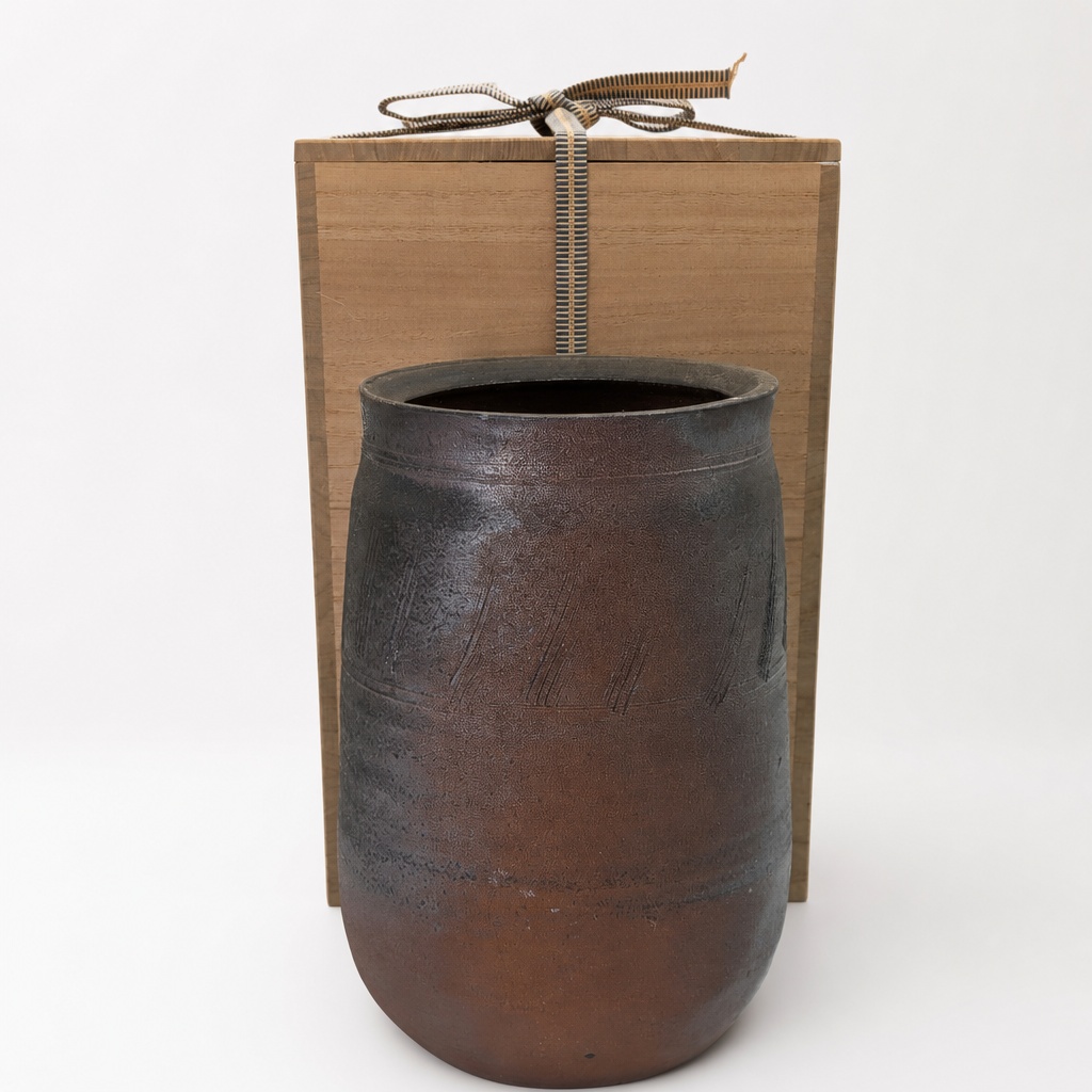 Fujiwara Yu Bizen Ware Flower Vase Ikebana Kaki Hanaire Hanaike - 1