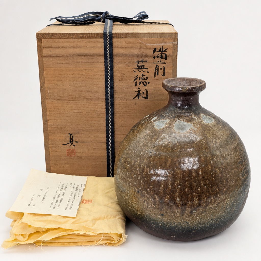 Bizen Ware Nakamura Makoto Kabura Tokkuri Flower Vase Pottery - 1