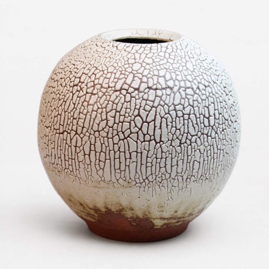 Hagi Ware Kairagi Flower Vase Jar Mukuhara Kashun Pottery - 1