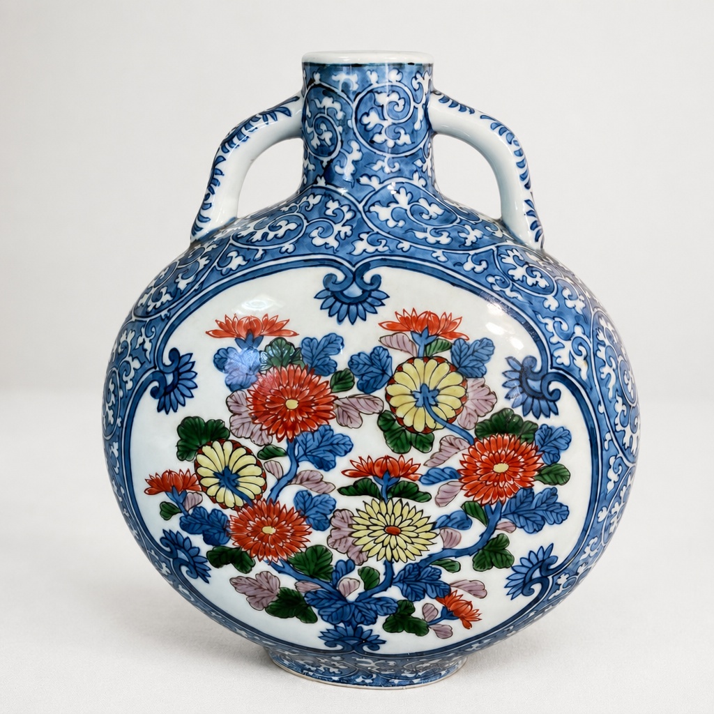Gen-emon Arita Ware Vase Flower Vase Porcelain Hand-painted - 1