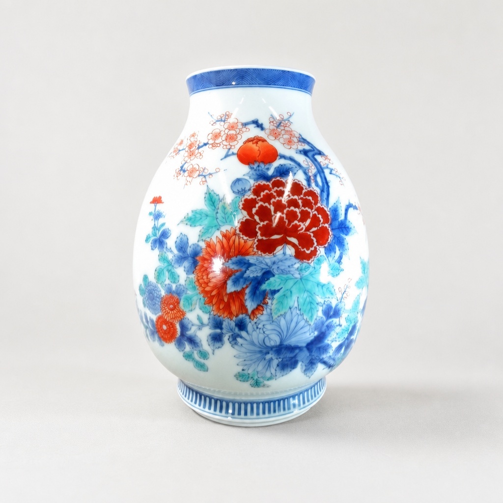 Imaizumi Imaemon 11th Kinbai Fuyo-e Vase Arita Ware Flower Vase - 1