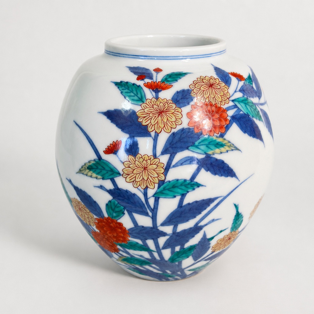 Imaizumi Imaemon Arita Ware Vase Hand-painted Porcelain - 1