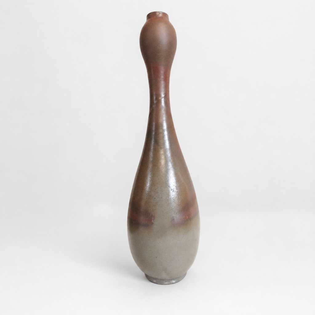Bizen Ware Rakuzan Fujiwara Ii Shioaoyaki Flower Vase - 1