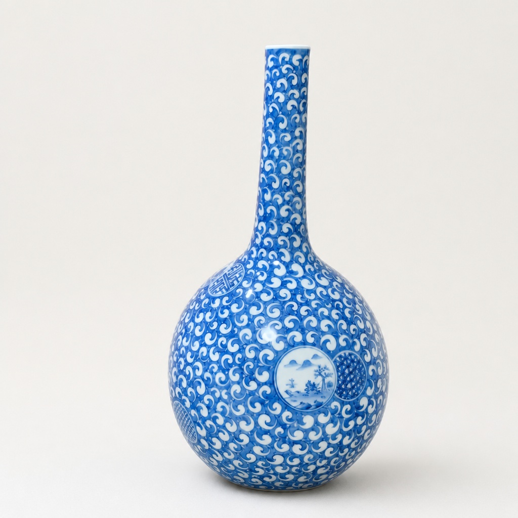 Nabeshima Ware Aoyama White Porcelain Sometsuke Shonzui Vase 43cm - 1