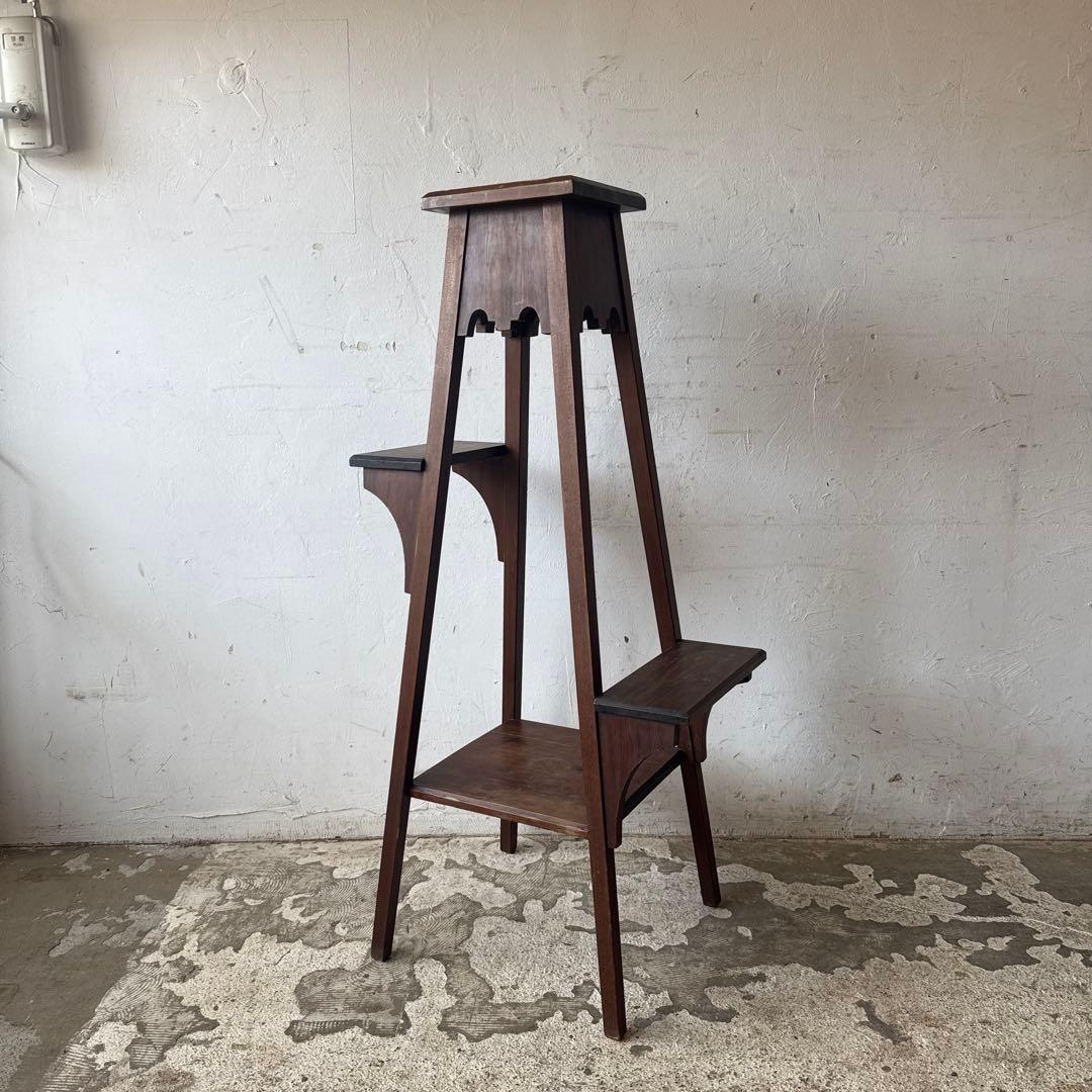 Vintage Wooden Flower Stand Side Table Plant Stand Display - 1