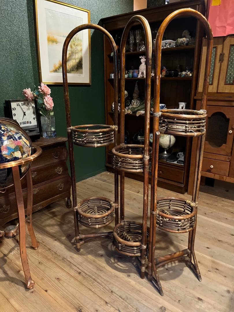 Rattan Planter Partition Flower Stand Vintage Interior - 1