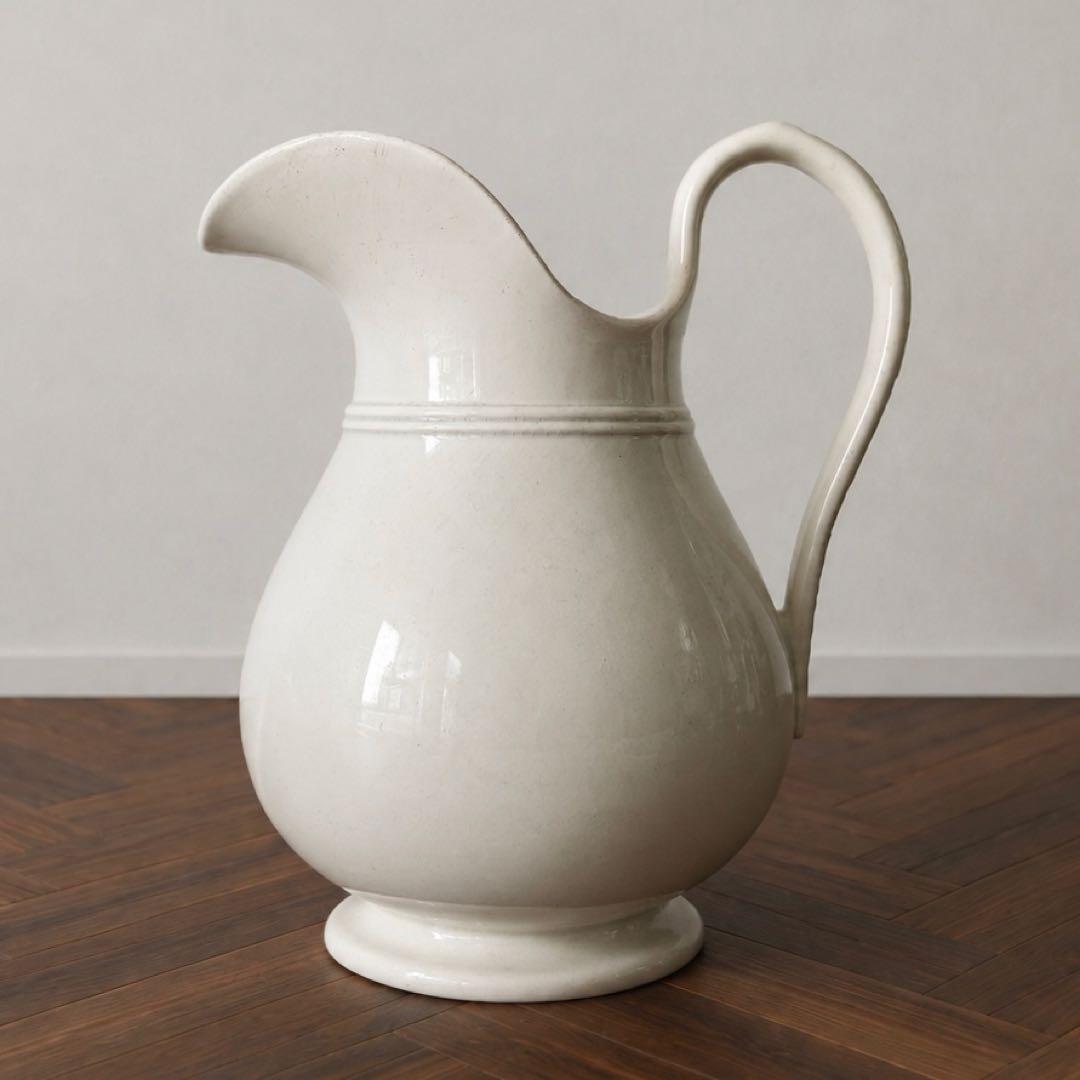 Hug O War French Antique Pitcher Pottery Vase - 1