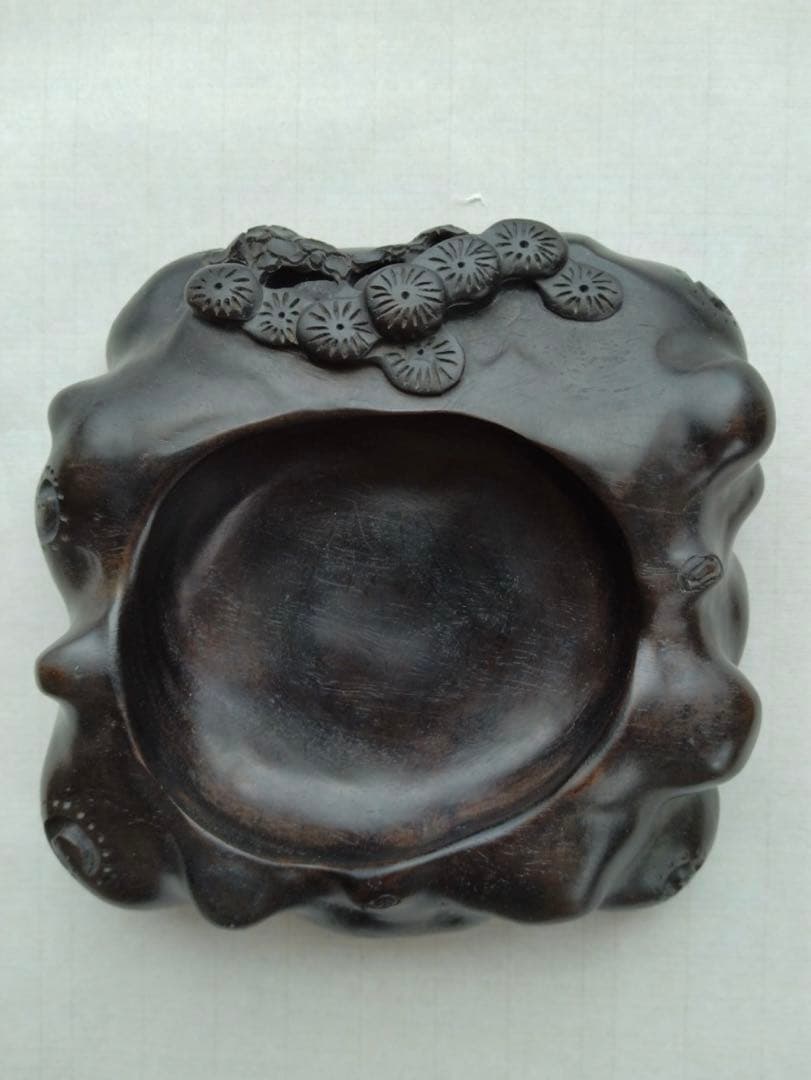 Ebony Padauk Rosewood Pen Washer Inkwell Water Dropper Wood Carving - 1