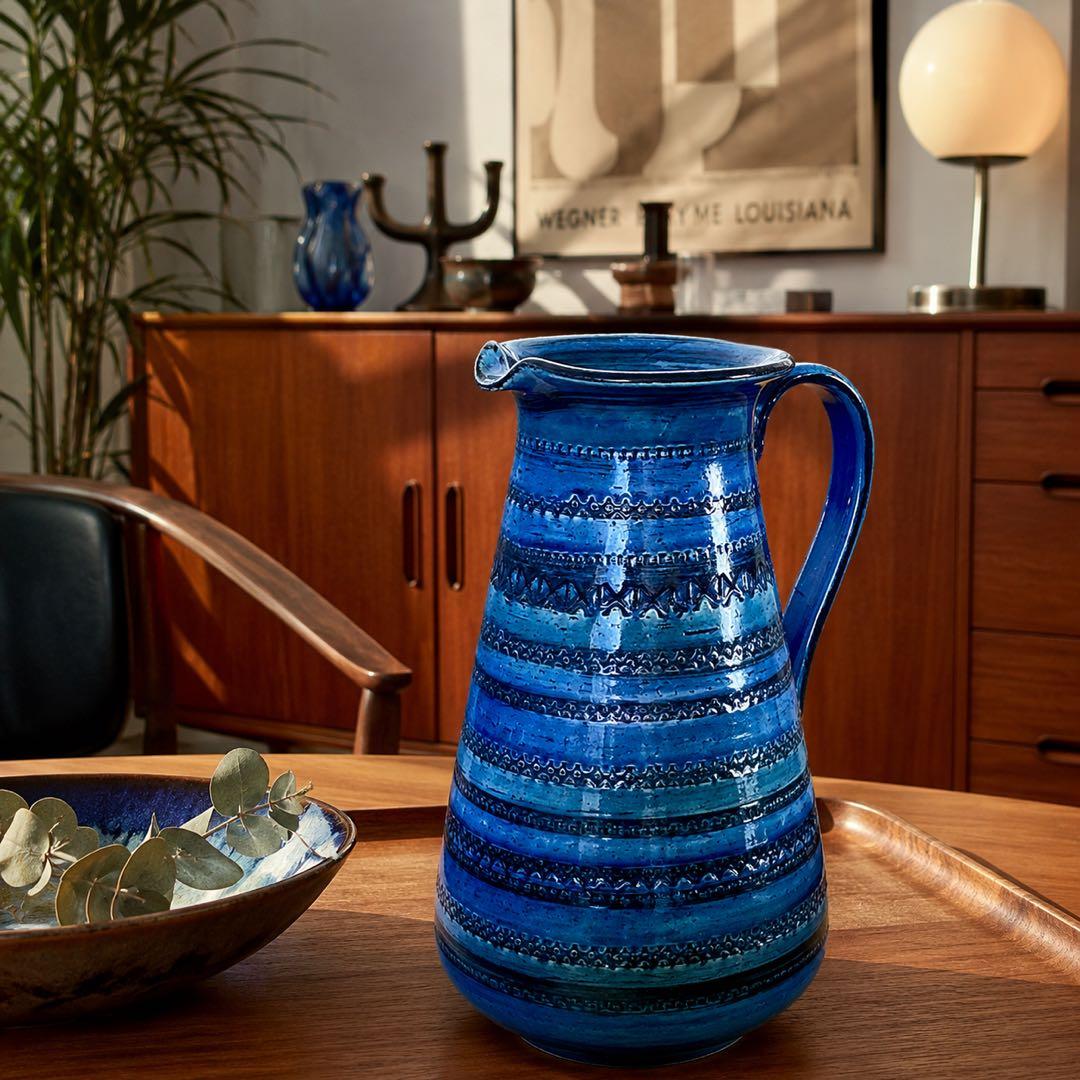 West Germany Vintage Cobalt Blue Glaze Jug Vase - 1