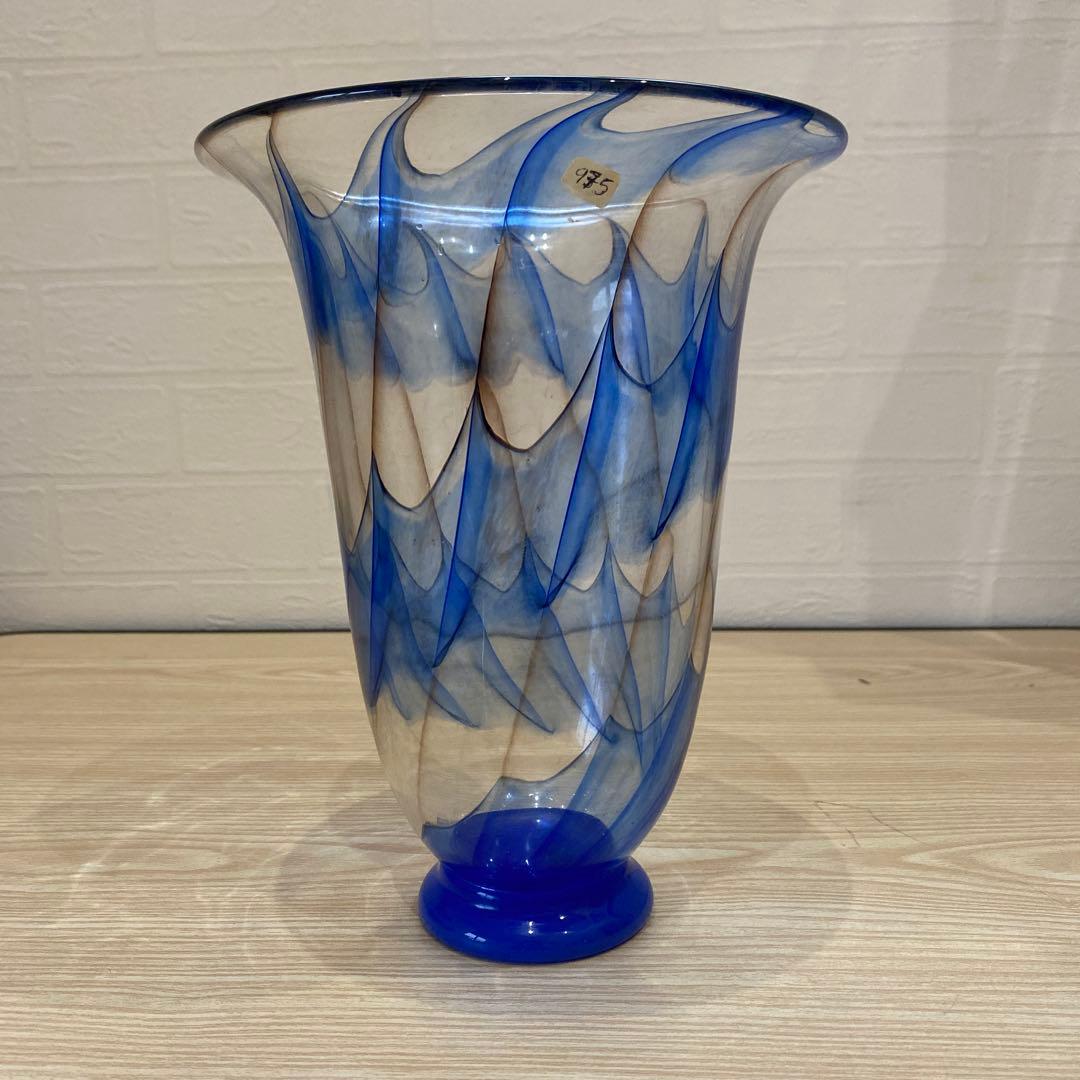 Transjö Hytta Ocean Jan-erik Ritzman Art Glass Vase Blue Signed Jr - 1