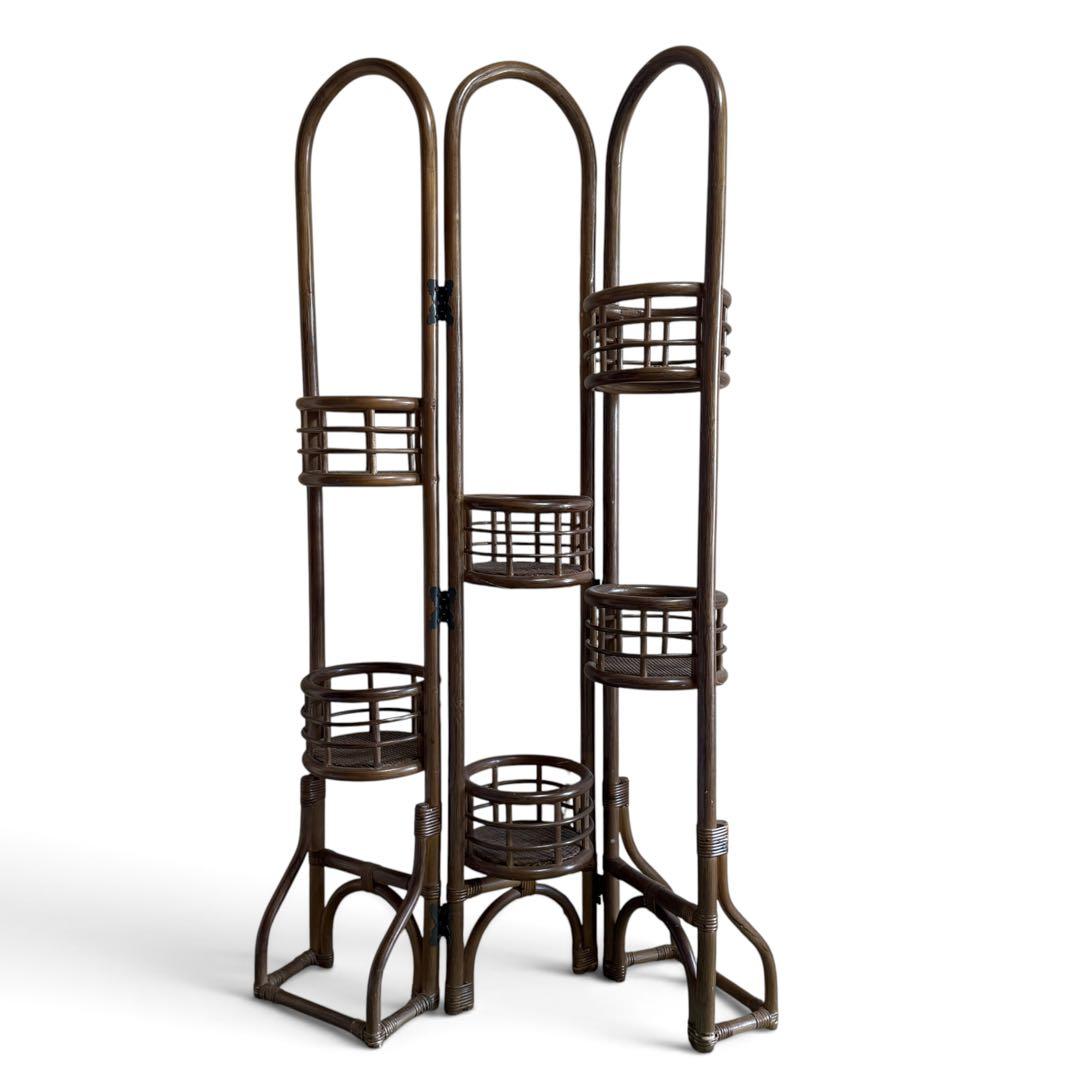 Rattan Flower Stand 6-Tier Folding Plant Holder Dark Brown - 3