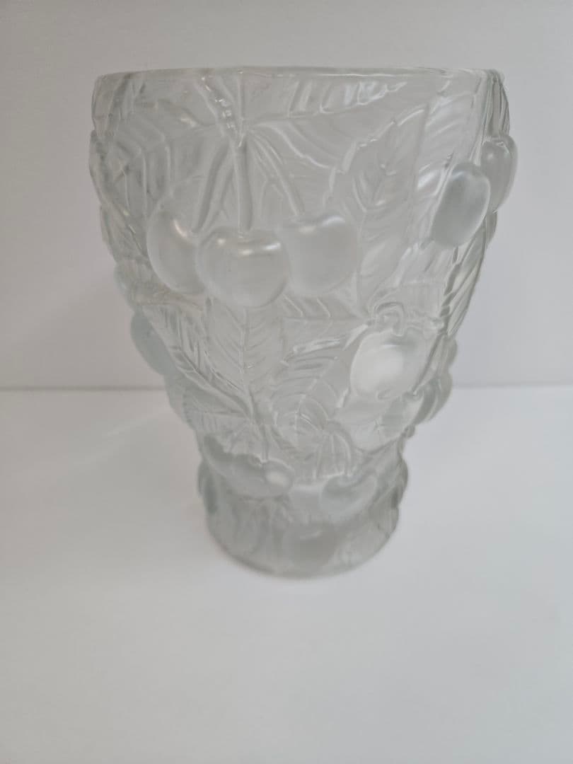 Bohemia Glass Art Deco Barolac Frosted Glass Cherry Flower Vase - 2