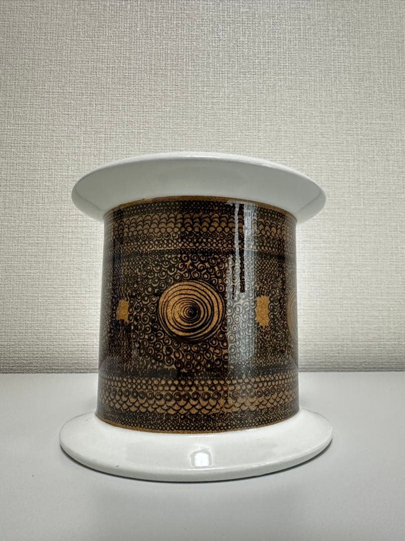 Arabia Moreeni Flower Vase Esteri Tomula Brown Gold Tone Finland - 1