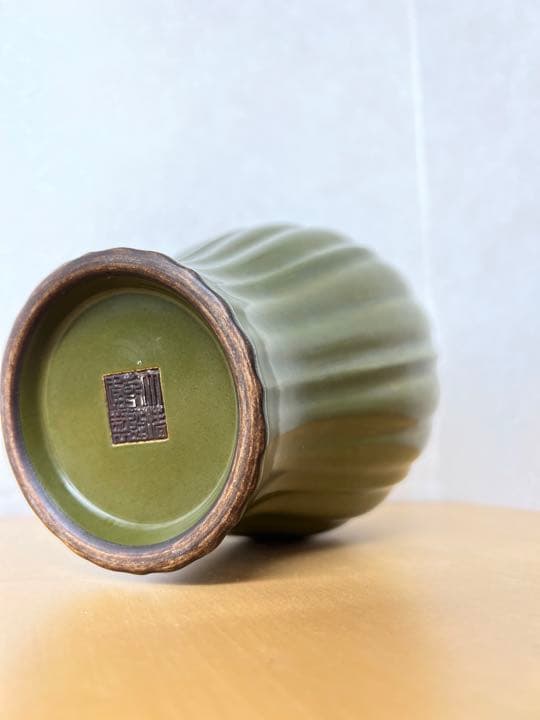 Chinese Qing Qianlong Mark Tea Dust Glaze Vase Antique Pottery - 1