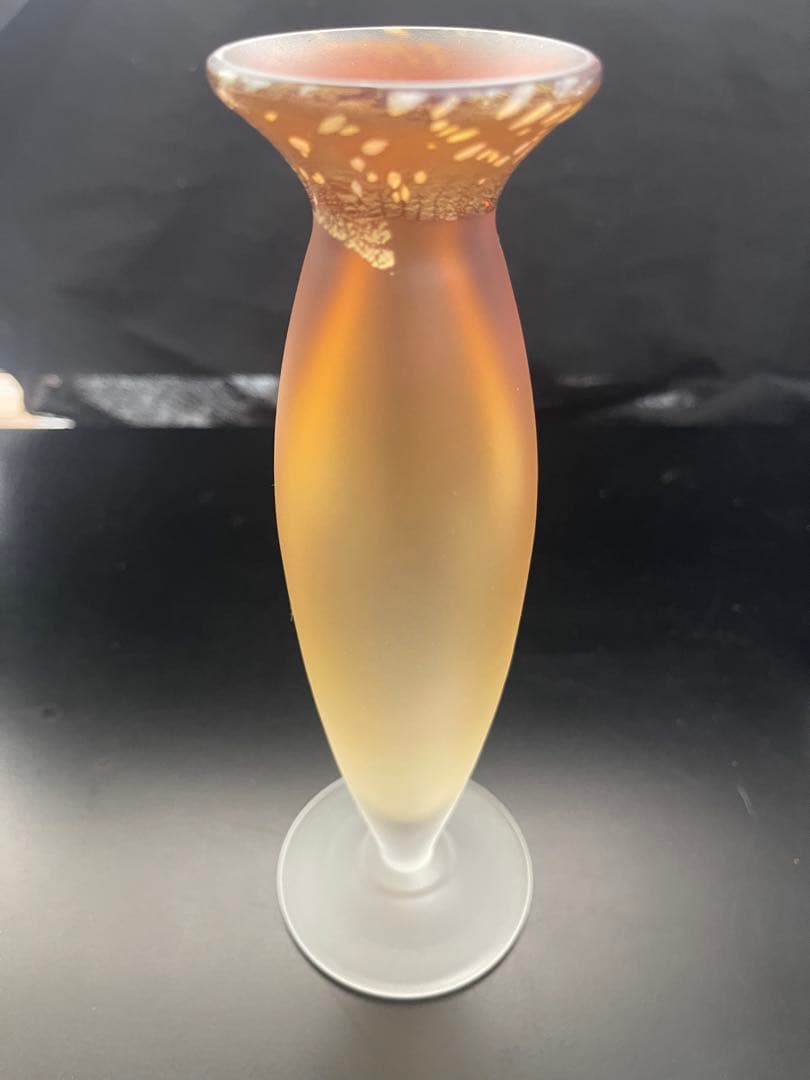Kuroki Kuniaki Glass Art Vase Gold Decoration Matte Finish - 1