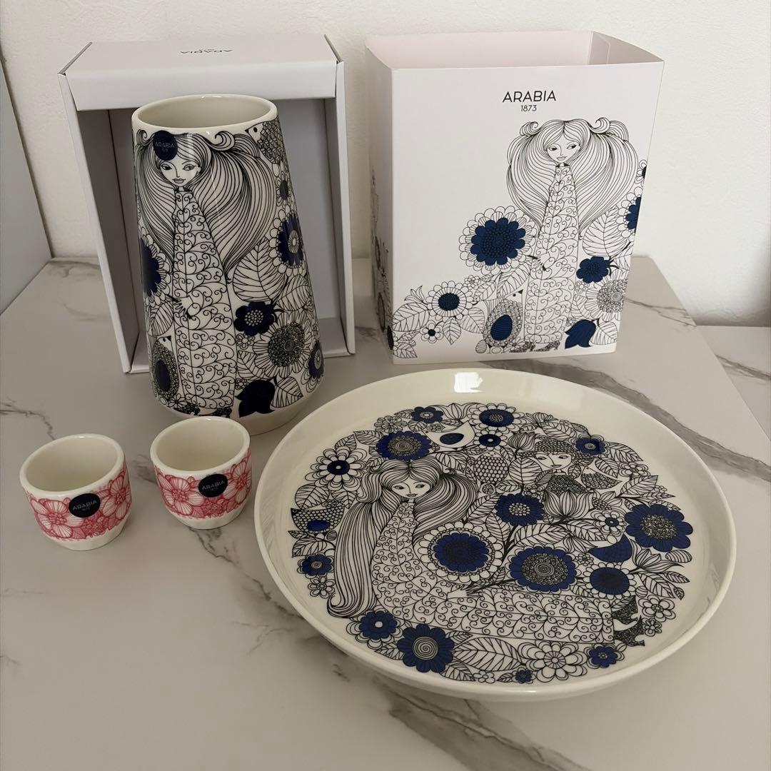 Arabia Pastoraali Flower Vase Plate Set Huovila Mini Cup Porcelain - 1