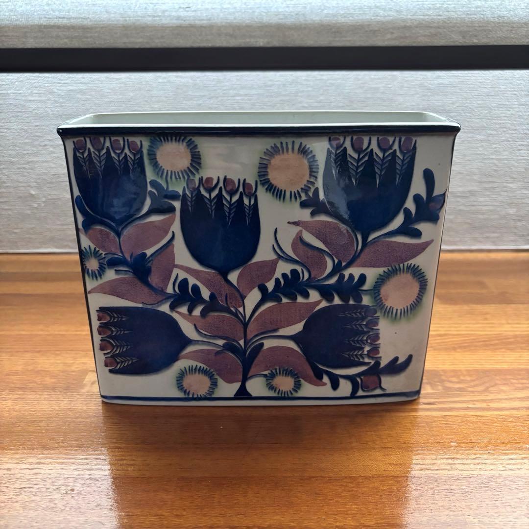 Royal Copenhagen Tenera Vase Pottery Blue Purple Floral Vintage - 1