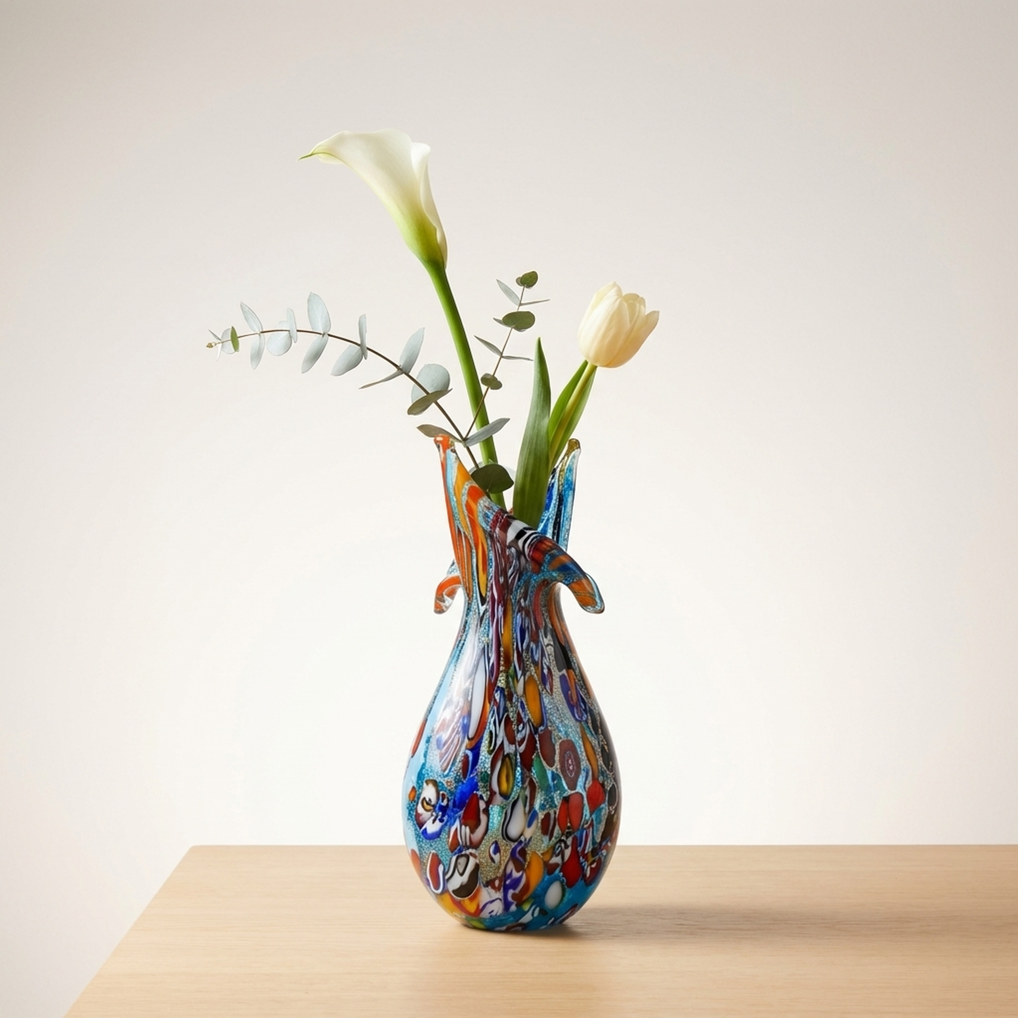 Murano Venetian Millefiori 'Thousand Flowers' Art Glass Vase - hero